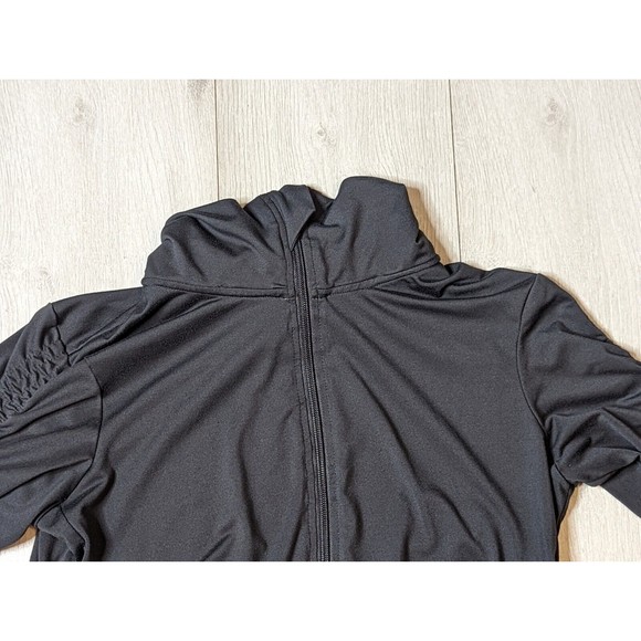 Te Verde Women's  Medium Dark Gray Track Jacket  Fitted Thumb Holes Runched - Picture 2 of 14